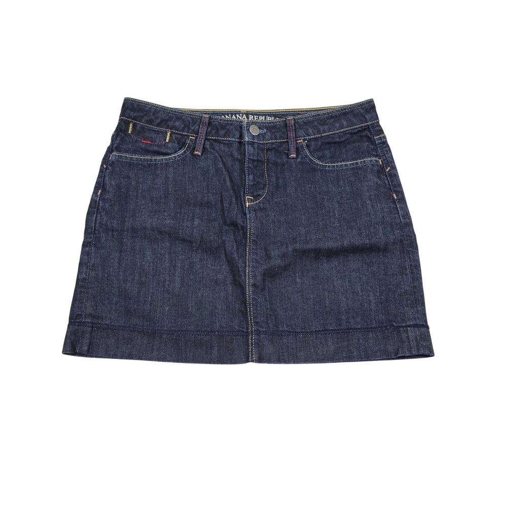 Banana Republic Denim Skirt Womens 6 Blue Excellent Stretch Mini Dark Wash 0490